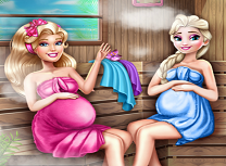 Barbie si Elsa Gravide la Sauna