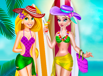 Elsa si Rapunzel pe Plaja